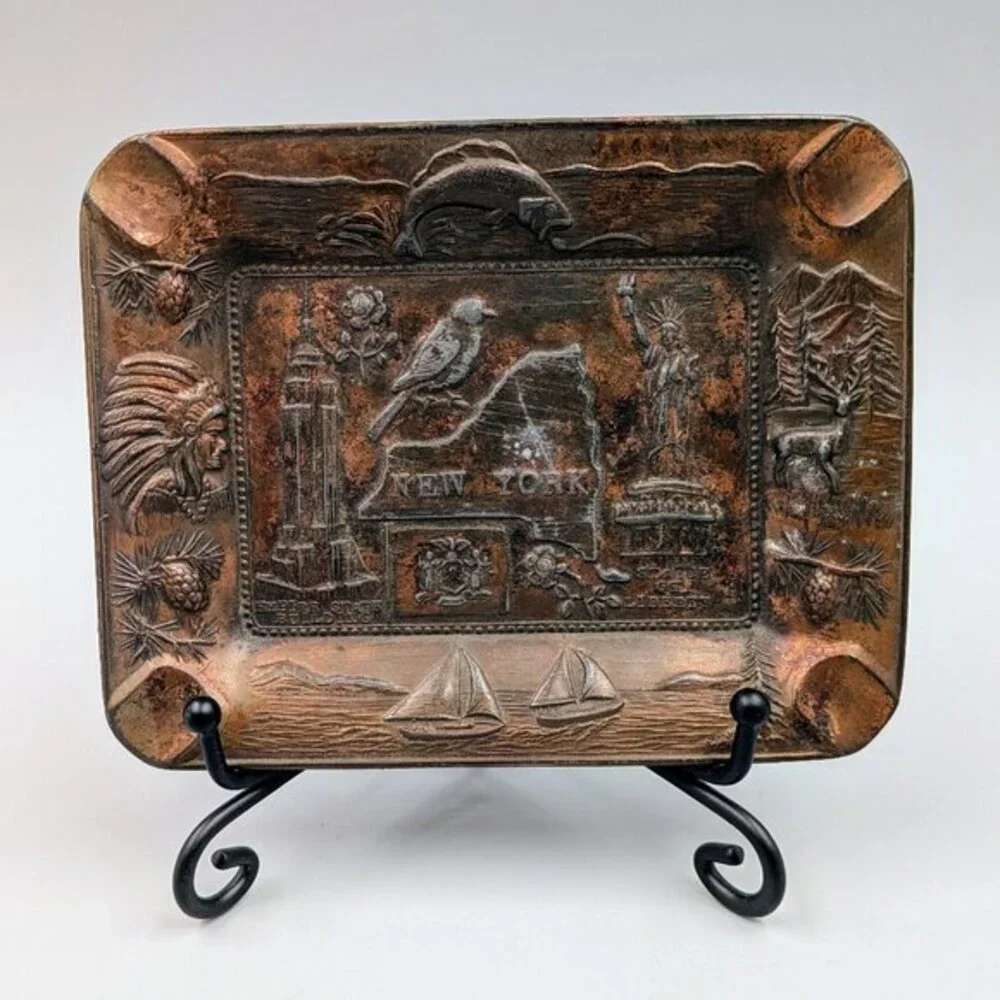 Midcentury Vintage Americana: New York Souvenir Cast Metal Trinket Dish